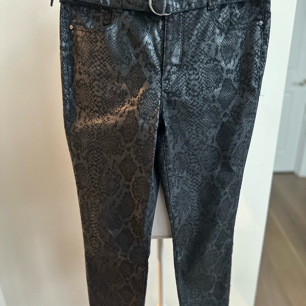 White House Black Market Snake Skin Print Black Pants 10